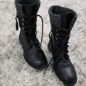 Black combat boots